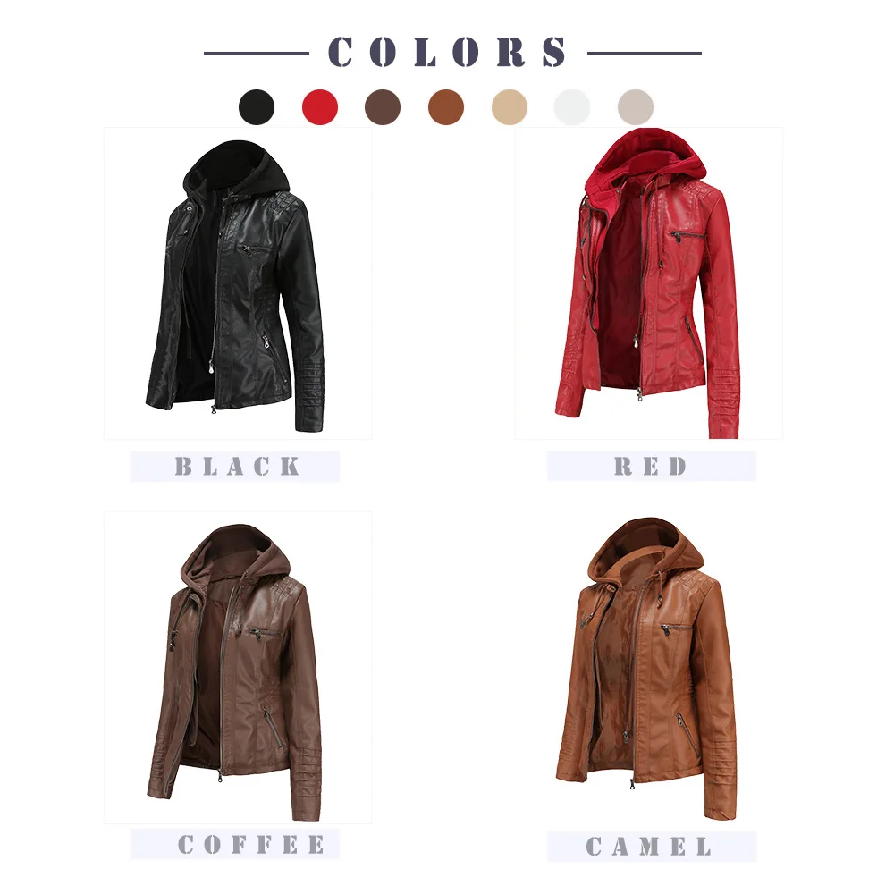 2026 New Women Autumn Faux Leather Jackets Coats, Women Black PU Motorcycle Leather Clothes for Women Jacket Coat XS-7XL