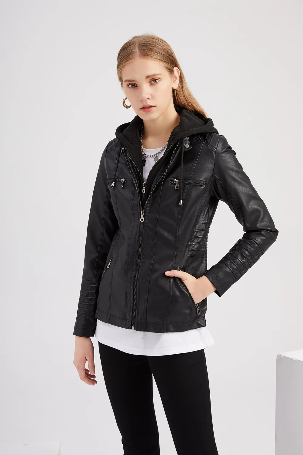 2026 New Women Autumn Faux Leather Jackets Coats, Women Black PU Motorcycle Leather Clothes for Women Jacket Coat XS-7XL