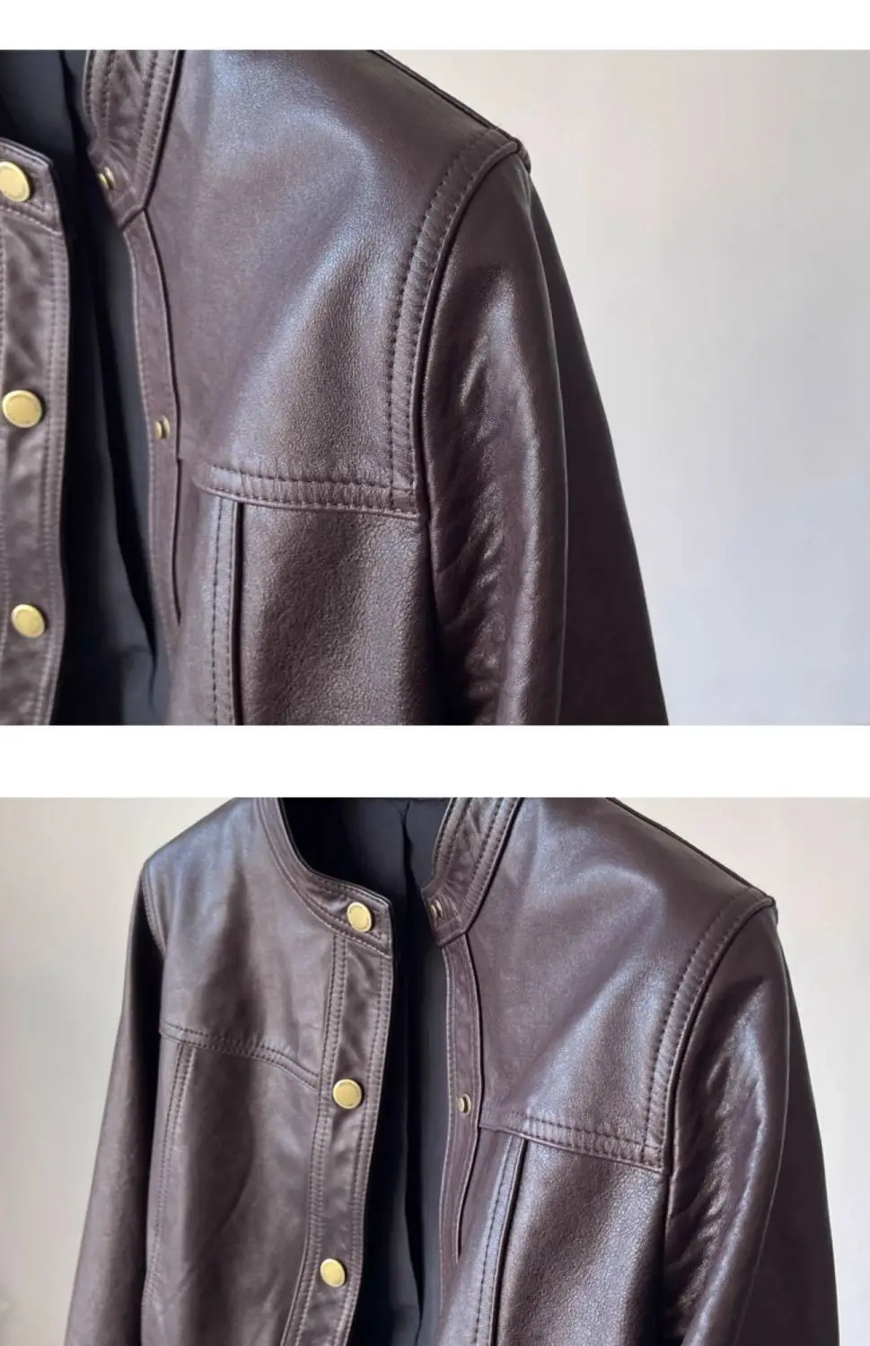 Spring Fashion New Women's High-end Leather Jacket with Stylish Design and Temperament Single Breasted Motorcycle Jacket