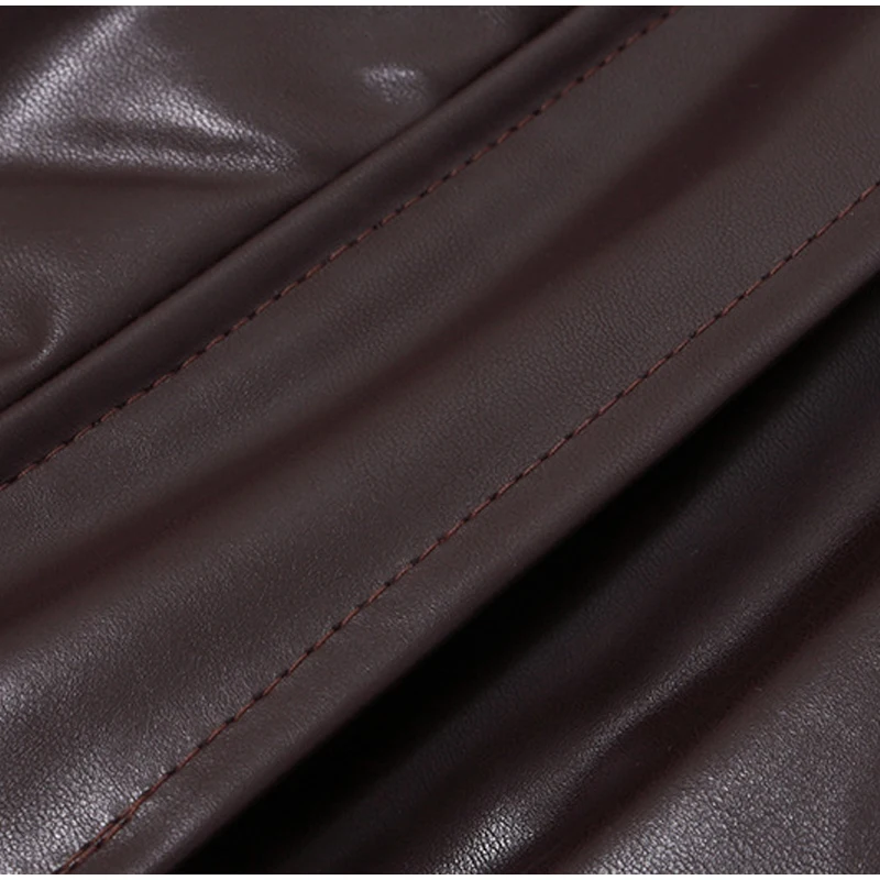 Vintage Solid Waist Cinching Leather Jacket Women Fashion Stand Collar Full Sleeve Zipper Buckle Coat 2026 Lady Street Outerwear