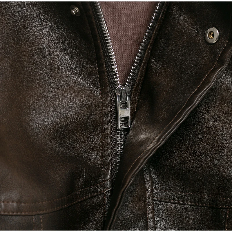 Vintage Solid Waist Cinching Leather Jacket Women Fashion Stand Collar Full Sleeve Zipper Buckle Coat 2026 Lady Street Outerwear