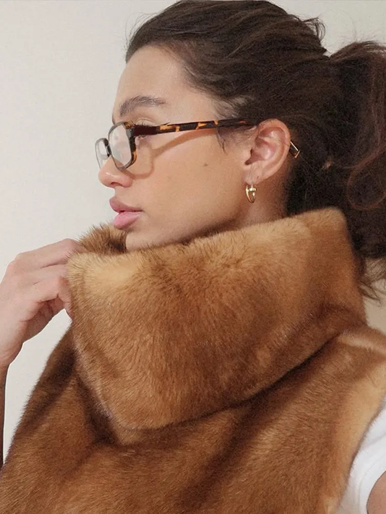 Black Faux Fur Collar Leather Jacket Elegant Lapel V-neck Waist Cinching Long-sleeved Short Coats Lady Winter Commute Coat 2026