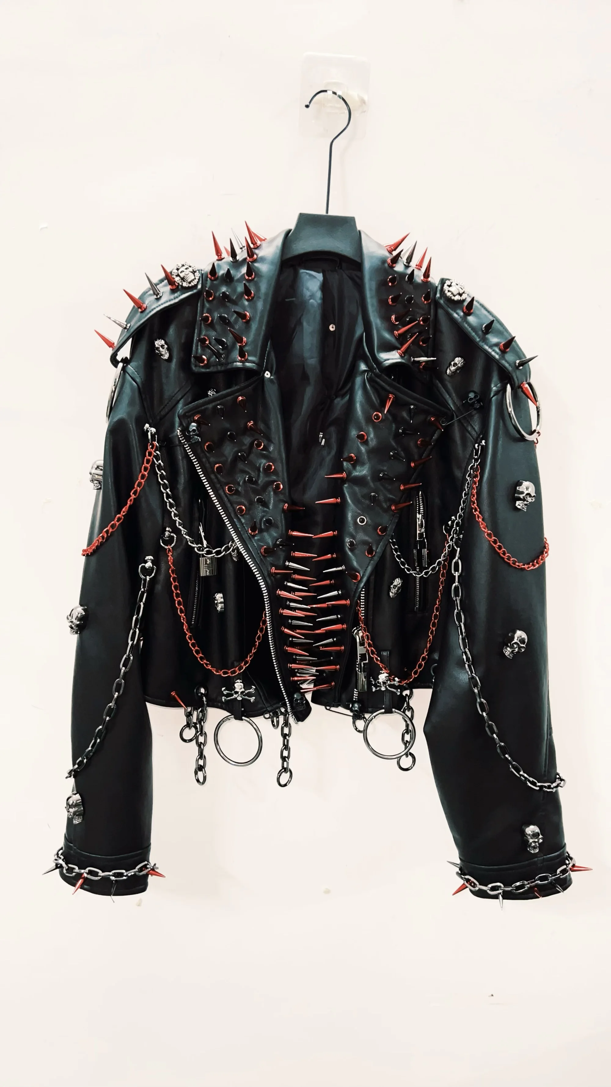 vintage Leather jacket Gothic Leather jacket Punk Leather jacketoversizeLeather jacket Rivet Leather jacket skull Leather jacket