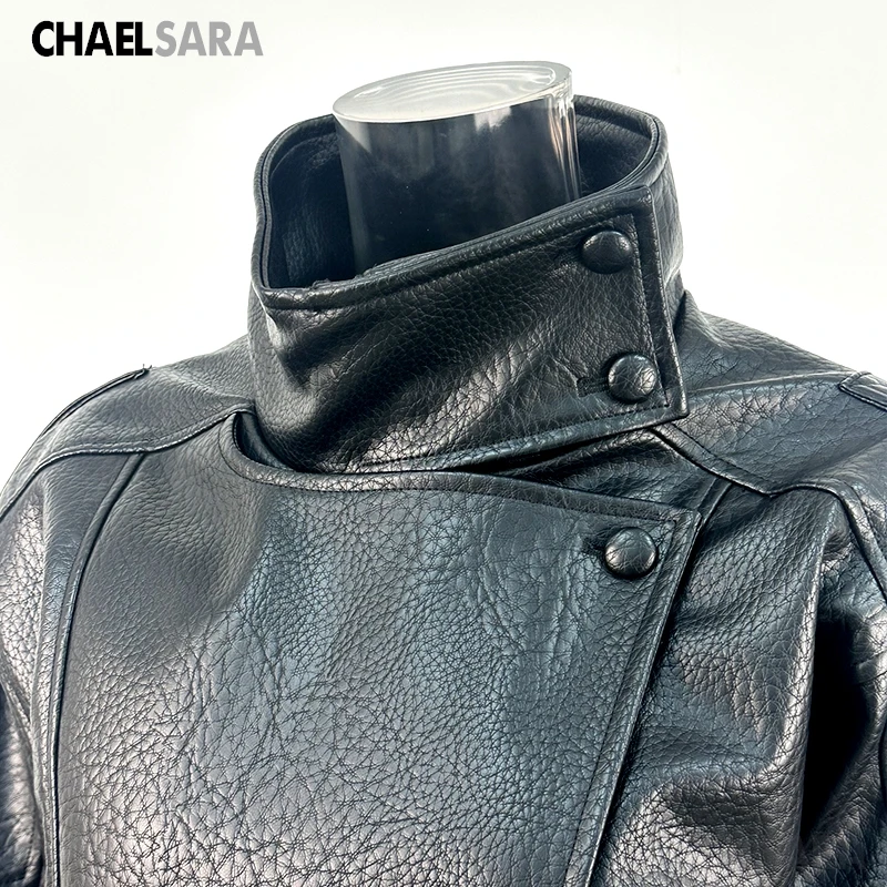 2026 Autumn Winter New High Quality Fashion Black Women Faux Leather Jacket Coat Casual Loose Pockets Biker Outerwear Female