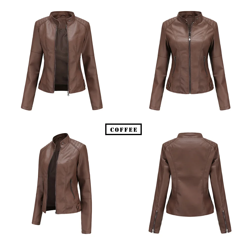 Leather Coat Spring Women Leather Jacket Slim Motorcycle Clothing Zipper Fashion Jackets and Coats Black High-Quality Clothing