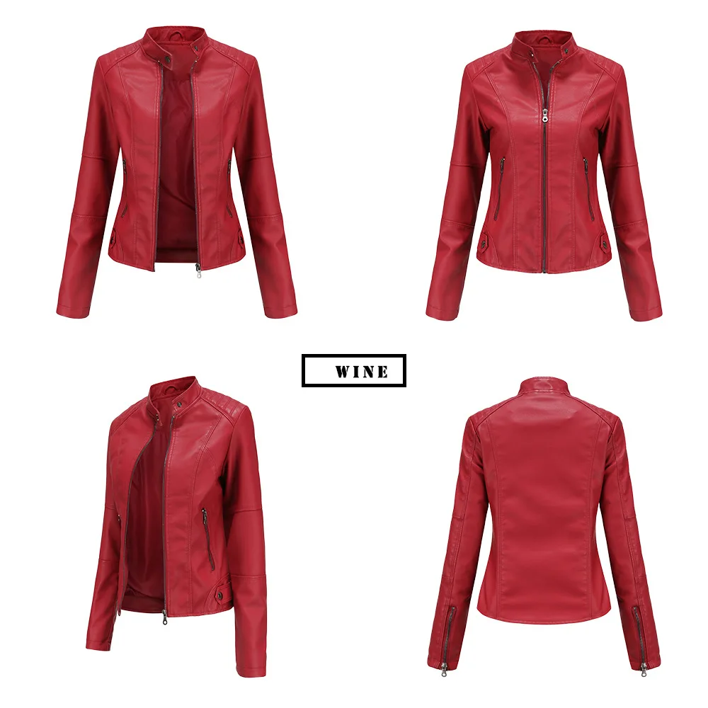 Leather Coat Spring Women Leather Jacket Slim Motorcycle Clothing Zipper Fashion Jackets and Coats Black High-Quality Clothing