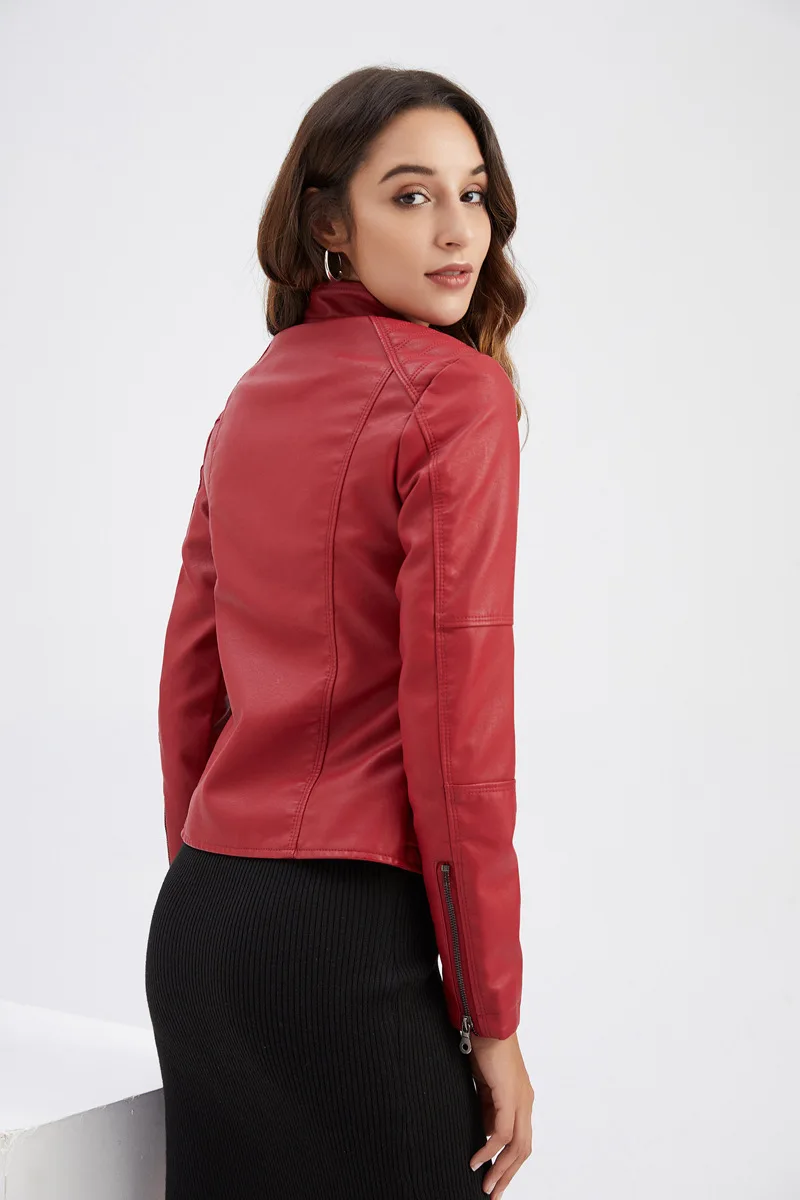 Leather Coat Spring Women Leather Jacket Slim Motorcycle Clothing Zipper Fashion Jackets and Coats Black High-Quality Clothing
