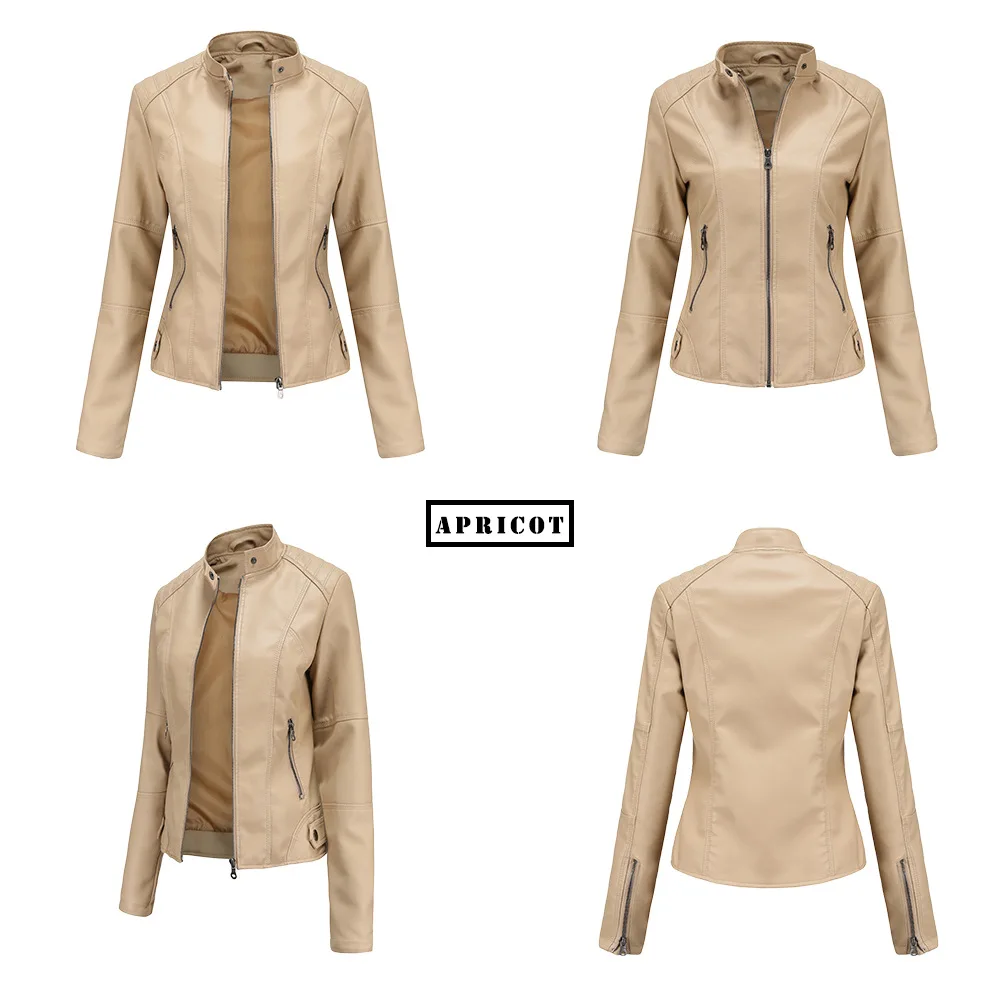 Leather Coat Spring Women Leather Jacket Slim Motorcycle Clothing Zipper Fashion Jackets and Coats Black High-Quality Clothing