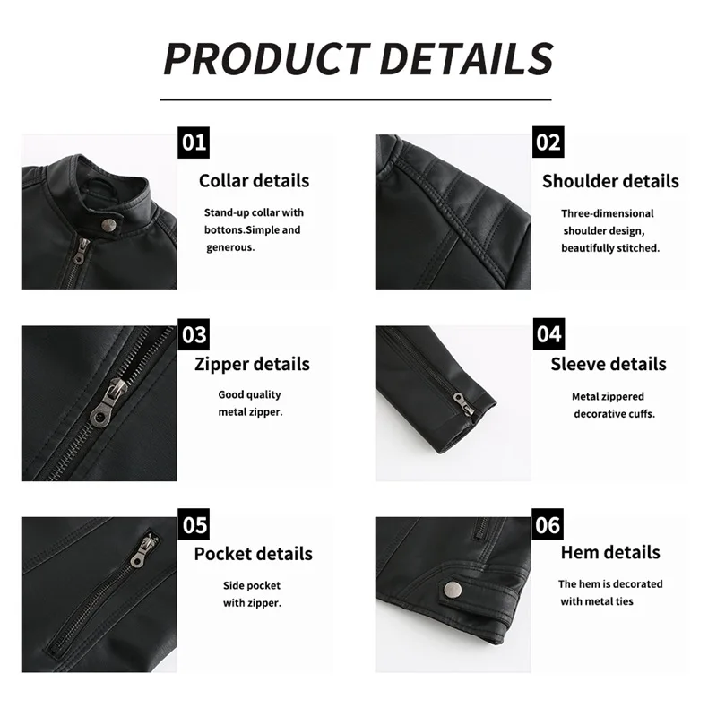 Leather Coat Spring Women Leather Jacket Slim Motorcycle Clothing Zipper Fashion Jackets and Coats Black High-Quality Clothing