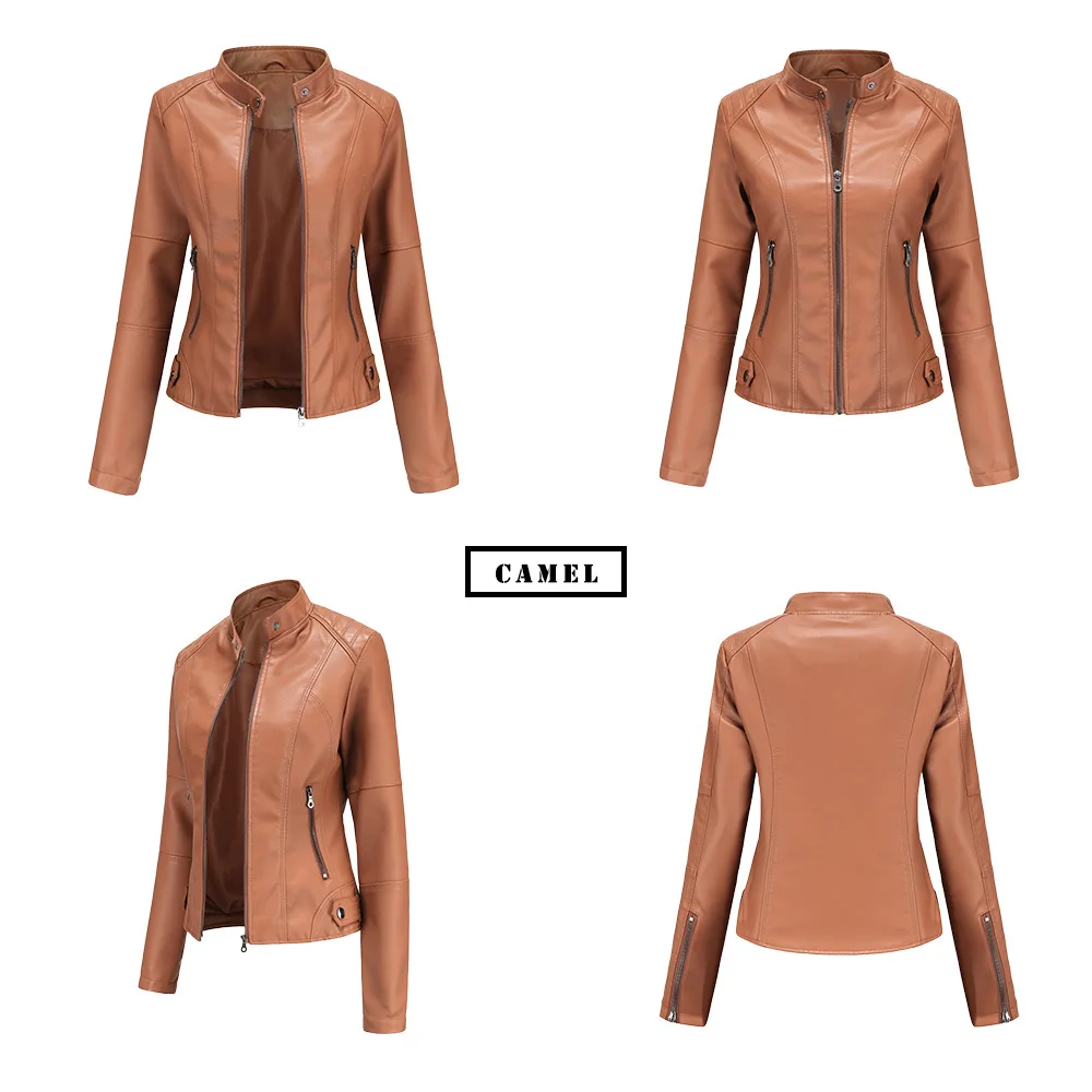 Leather Coat Spring Women Leather Jacket Slim Motorcycle Clothing Zipper Fashion Jackets and Coats Black High-Quality Clothing