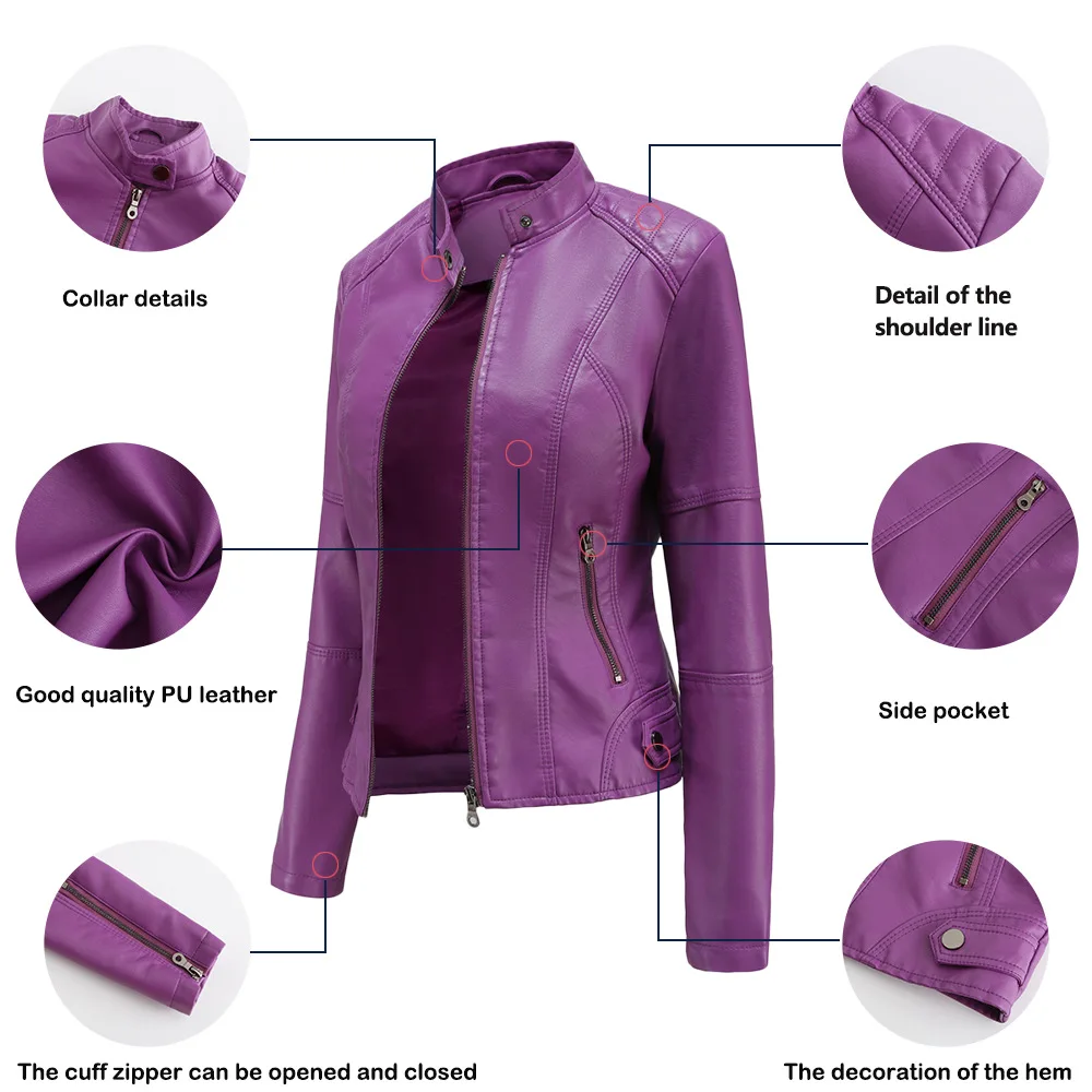Leather Coat Spring Women Leather Jacket Slim Motorcycle Clothing Zipper Fashion Jackets and Coats Black High-Quality Clothing
