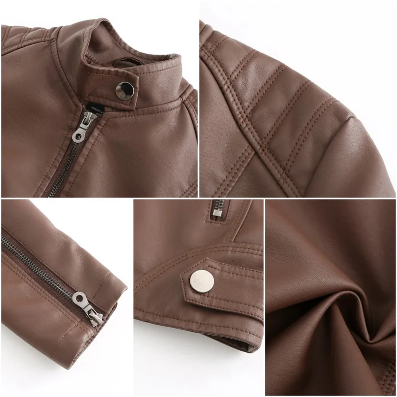 Leather Coat Spring Women Leather Jacket Slim Motorcycle Clothing Zipper Fashion Jackets and Coats Black High-Quality Clothing