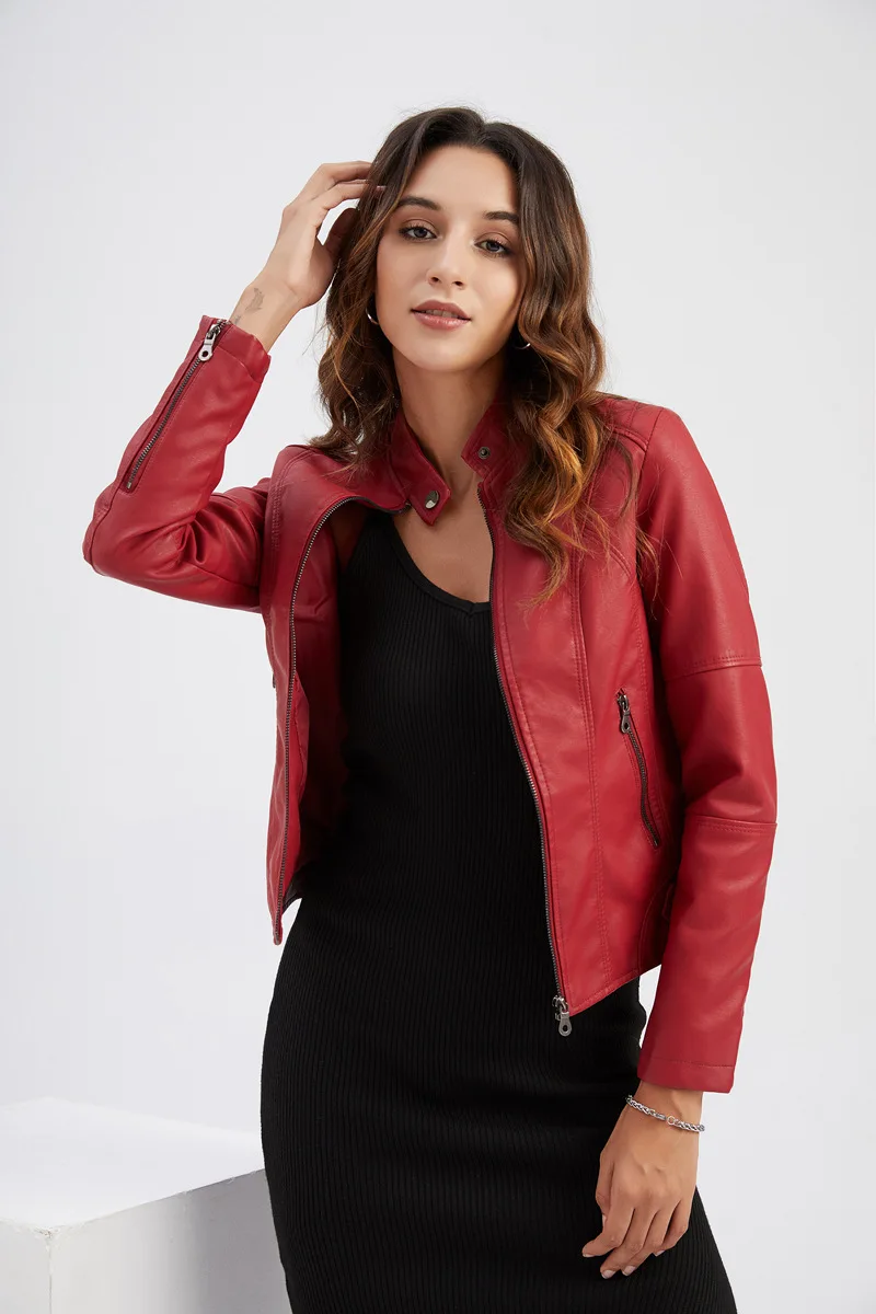 Leather Coat Spring Women Leather Jacket Slim Motorcycle Clothing Zipper Fashion Jackets and Coats Black High-Quality Clothing