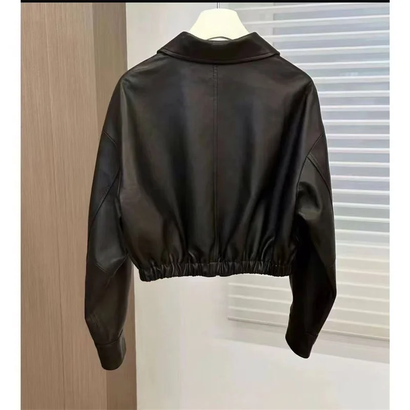 French Lady Casual Zipper Faux Leather Jacket Spring Autumn Femme Short PU Leather Coat 2025 Women Long Sleeves Leather Outwear