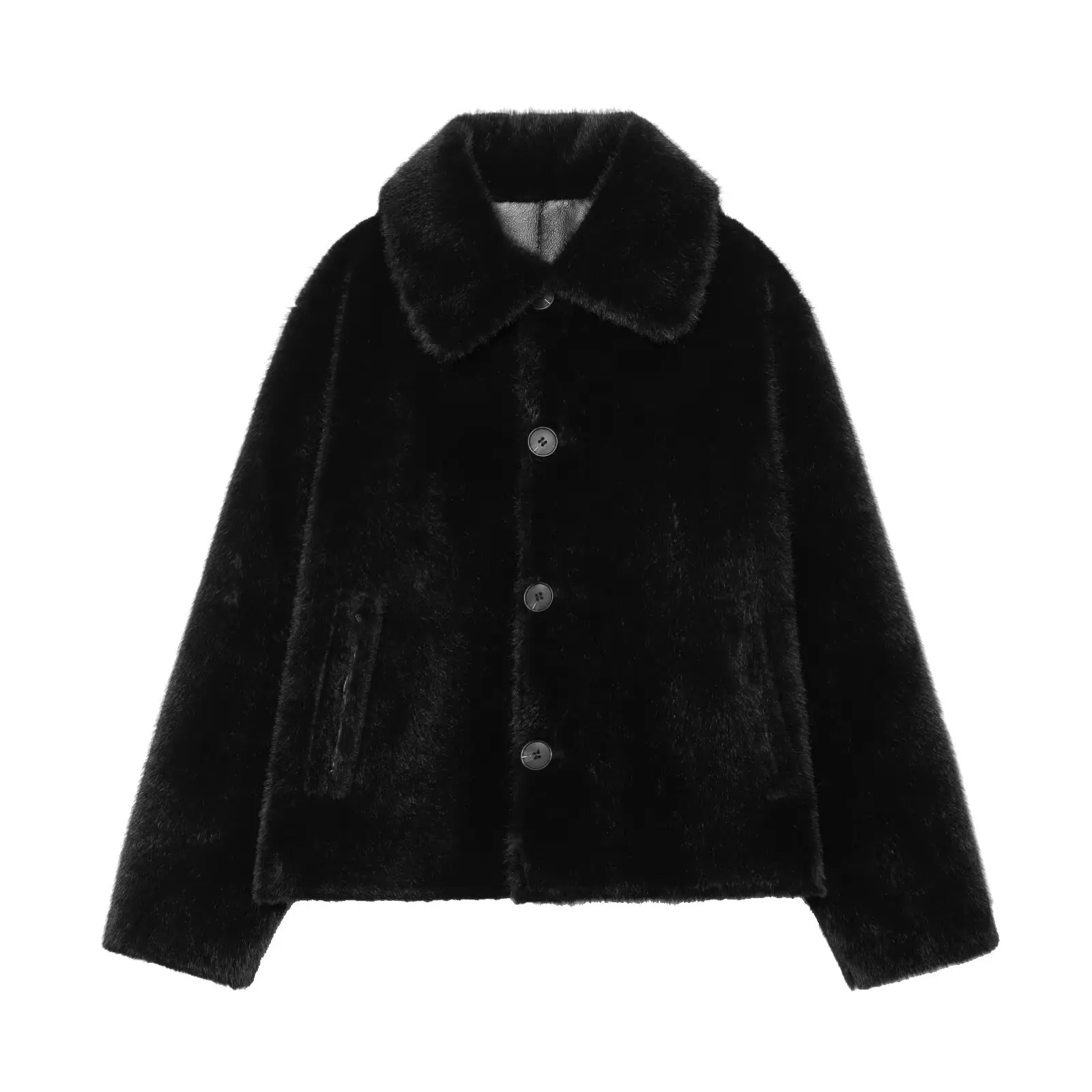 Women's Jacket 2025 Autumn/Winter New Arrivals Dark Brown Long-Sleeve Faux Leather Reversible Jacket Stylish and Unique