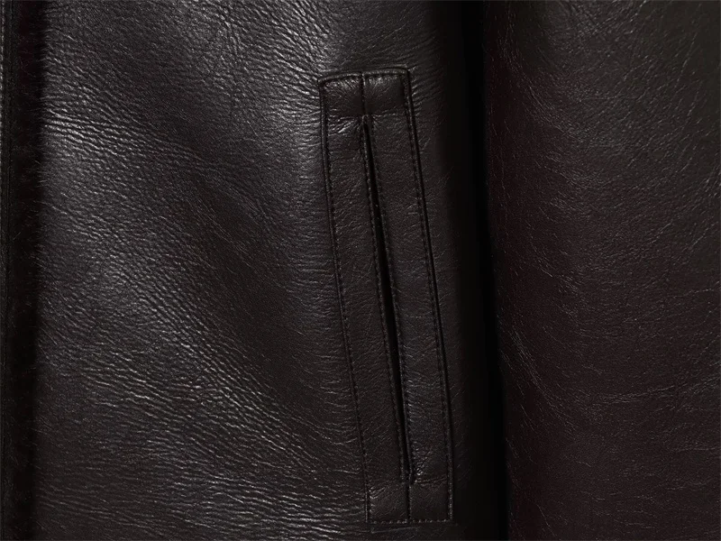 Women's Jacket 2025 Autumn/Winter New Arrivals Dark Brown Long-Sleeve Faux Leather Reversible Jacket Stylish and Unique