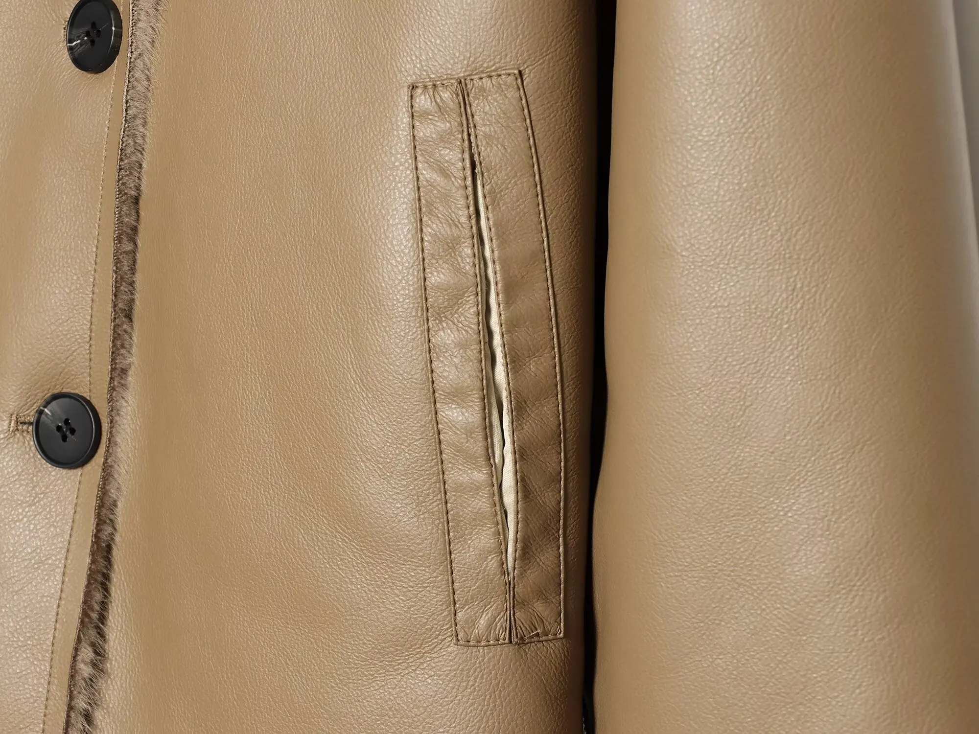 Women's Jacket 2025 Autumn/Winter New Arrivals Dark Brown Long-Sleeve Faux Leather Reversible Jacket Stylish and Unique