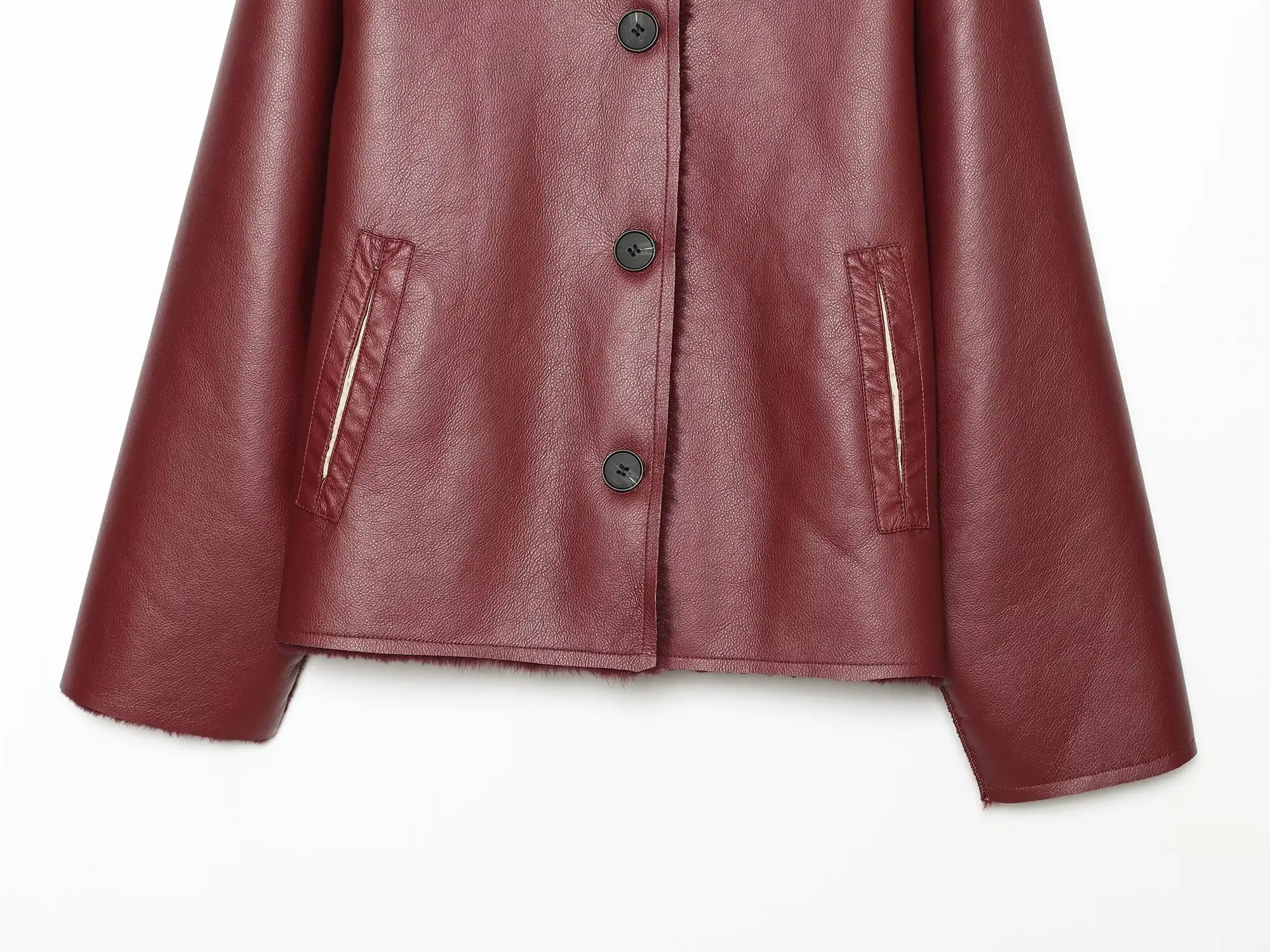 Women's Jacket 2025 Autumn/Winter New Arrivals Dark Brown Long-Sleeve Faux Leather Reversible Jacket Stylish and Unique