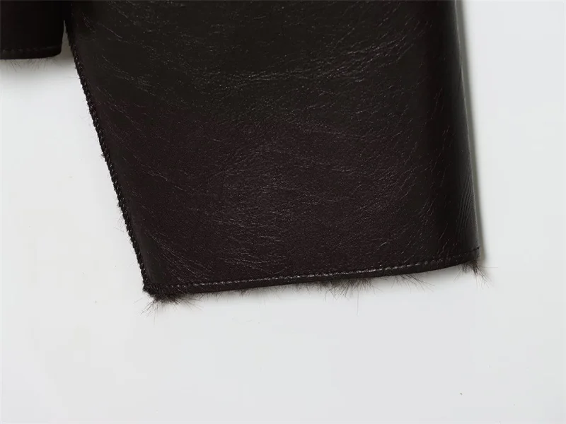 Women's Jacket 2025 Autumn/Winter New Arrivals Dark Brown Long-Sleeve Faux Leather Reversible Jacket Stylish and Unique