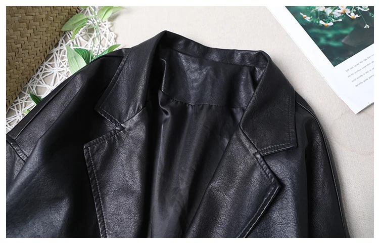 Amax luluE 2025 Autumn England Designer Womens Black Faux Leather Jackets Loose Casual Biker Coat Females Harajuku Pu Streetwear