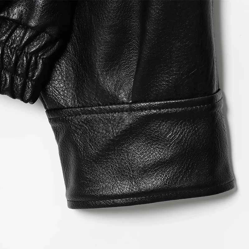 HXAO Black Jacket Women's Coat Faux Leather Jacket Outerwears Demi-Season Bomber Moto Biker Zipper Jacket High Neck Short Coat