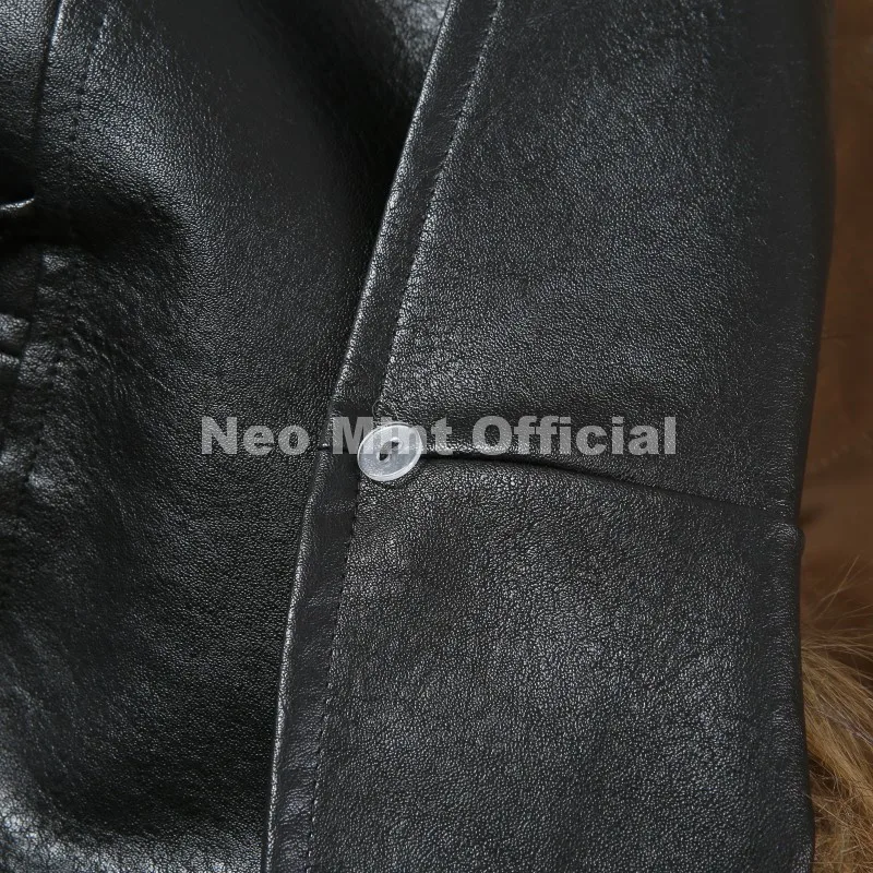 Neo Mint Luxury Brand Fashion Design Black Long Faux Leather Coat Women Detachable Fur Collar Oversized PU Leather Jacket Blazer