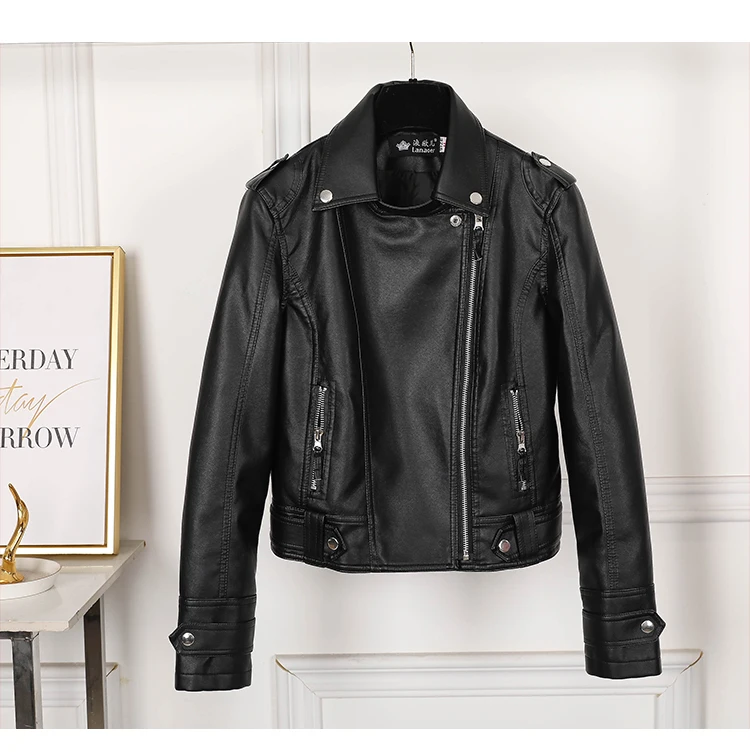 New Pink/beige/black Women's Clothing short motorcycle PU Leather Jacket Korean version of the spring and autumn jacket coats