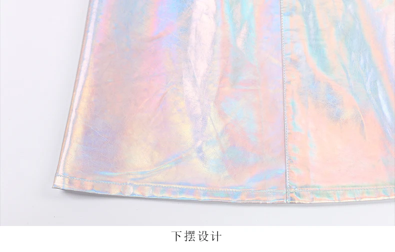 Mauroicardi Spring Long Shiny Reflective Holographic Silver Faux Leather Trench Coat for Women with Hood Zip Up Y2K Streetwear