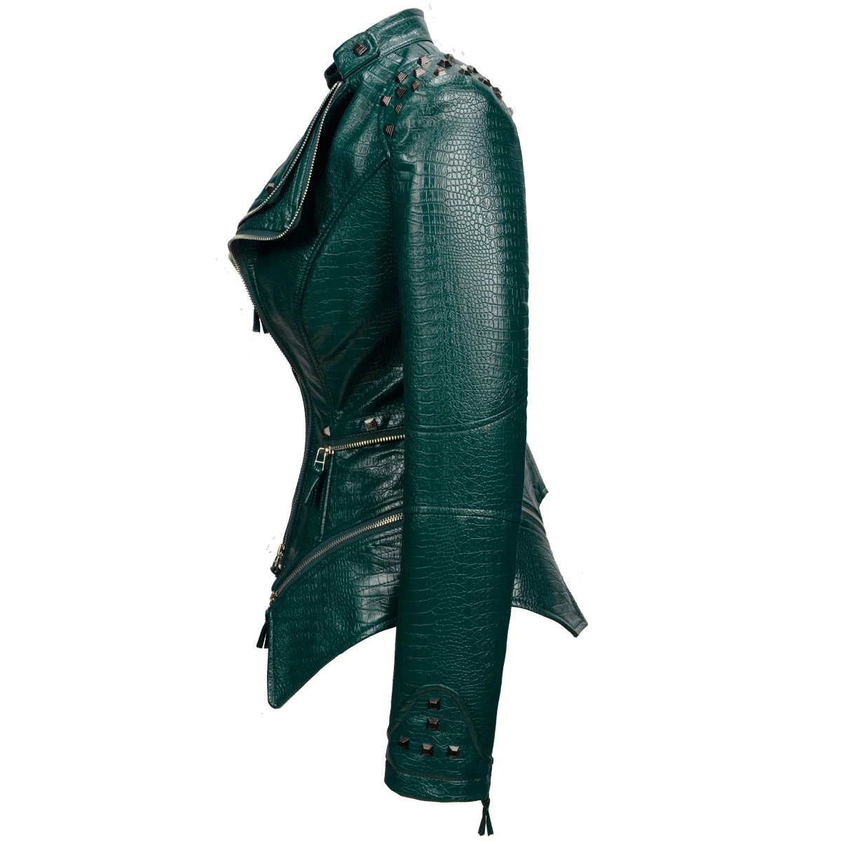 Fashion SX Women's Crocodile Rivet PU Jacket Perfect Shape Motorcycle Bicycle Jacket