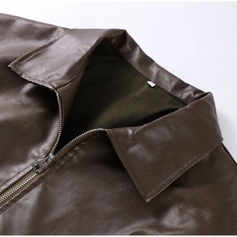Street Women's Belt Leather Jackets Loose Lapel Zipper Long Sleeve Pockets Female Coats 2026 Autumn Lady Fashion Y2k Outwear