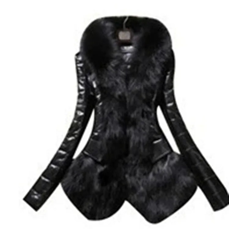 Autumn Women Faux Fur Coat Jacket Large Size 2025 Female Slim Fit Zipper PU Leather Fluffy Patchwork Short Winter Warm Outerwear