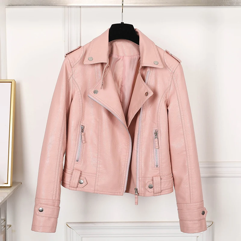 Black Faux Leather Jacket Women Y2K Retro Moto Biker Windproof Pu Leather Jackets Korean Street Cropped Outerwear Woman Clothes