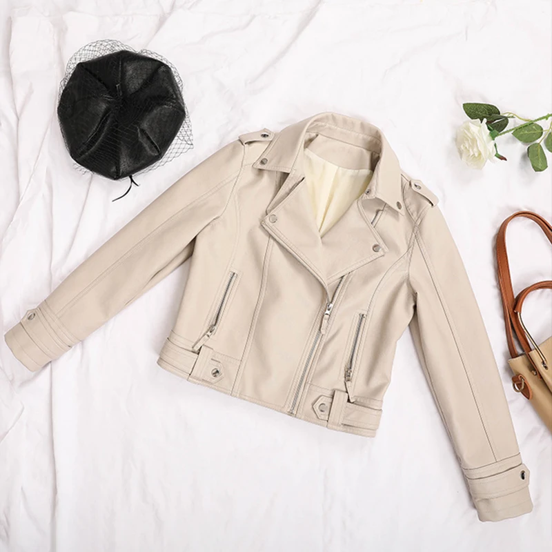 Black Faux Leather Jacket Women Y2K Retro Moto Biker Windproof Pu Leather Jackets Korean Street Cropped Outerwear Woman Clothes