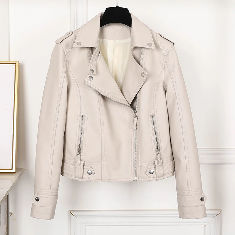 Black Faux Leather Jacket Women Y2K Retro Moto Biker Windproof Pu Leather Jackets Korean Street Cropped Outerwear Woman Clothes