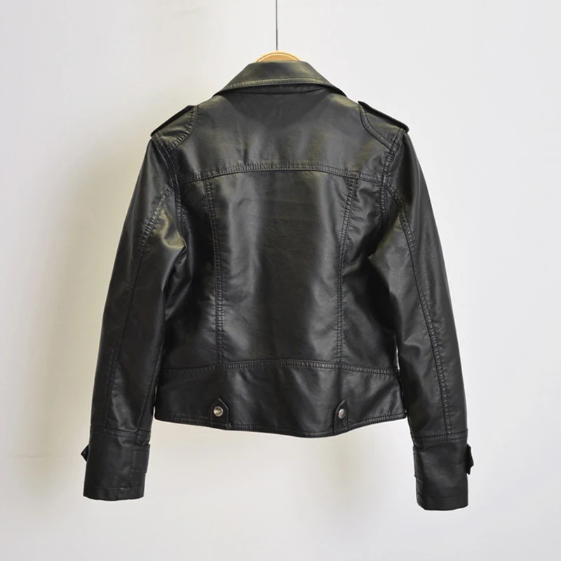 Black Faux Leather Jacket Women Y2K Retro Moto Biker Windproof Pu Leather Jackets Korean Street Cropped Outerwear Woman Clothes