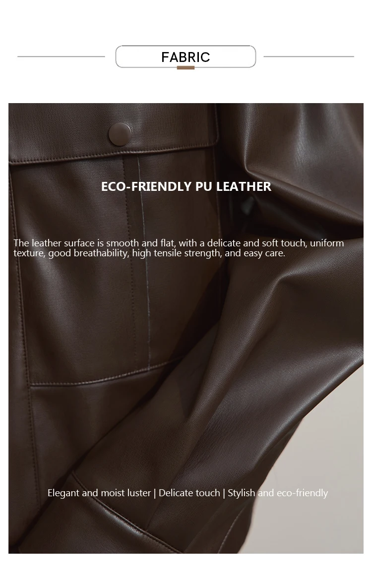 Amii Coat for Woman 2025 Autumn New Retro Modern Lapel Leather Jacket Women's Loose Long Sleeve Women's Leather Jacket 12543111