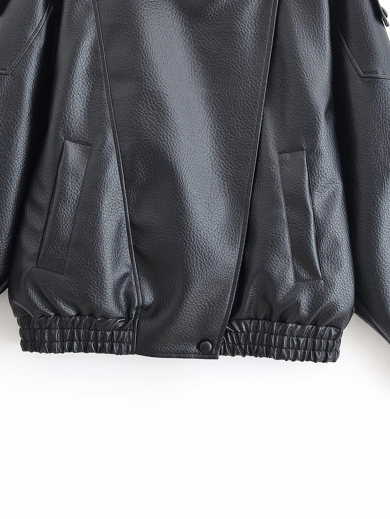 HH Autumn Faux Leather Jacket For Women Casual Solid Long Sleeve Zipper Pu Leather Coats New Fashion Female Streetwear