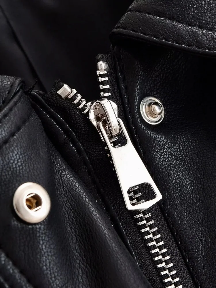 AACHOAE Women Faux Leather Jacket Belted Waist Oversized Moto Jacket Long Sleeve PU Leather Coat Casual Spring Autumn Outerwear