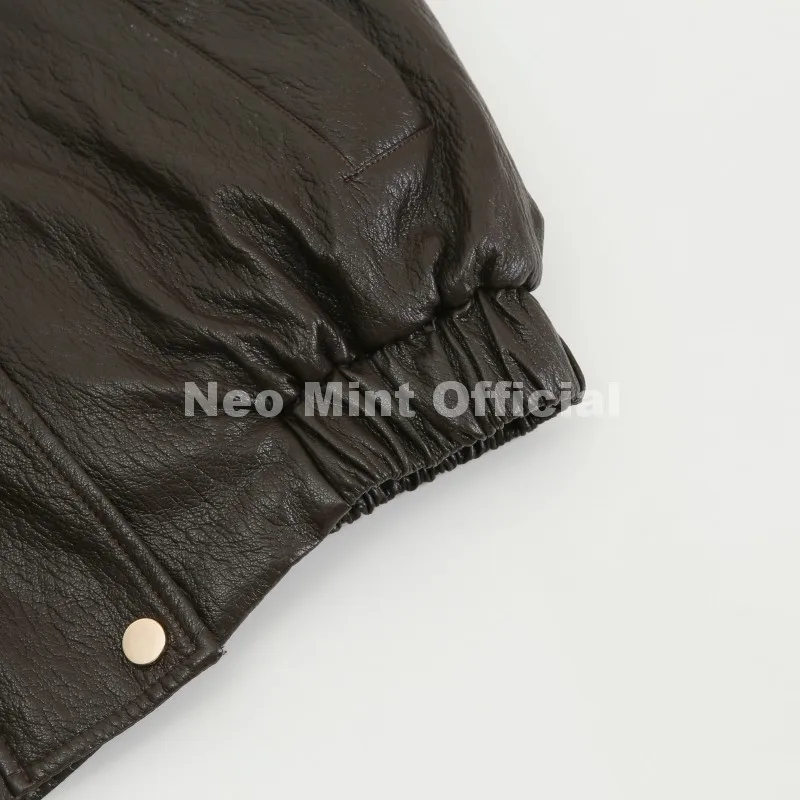 Neo Mint Exclusive Faux Raccoon Fur Collar Brown PU Leather Jacket Women 2026 Winter Warm Windproof Insulation Faux Leather Coat