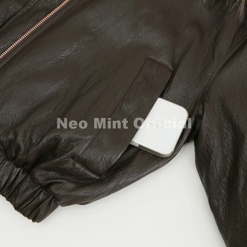 Neo Mint Exclusive Faux Raccoon Fur Collar Brown PU Leather Jacket Women 2026 Winter Warm Windproof Insulation Faux Leather Coat