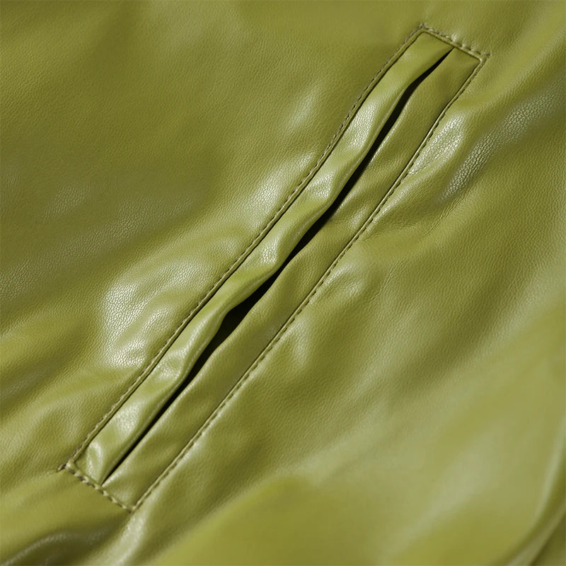 Street Zipper Leather Jackets Skirts Sets Women Loose Stand Collar Full Sleeve Coat Straight Skirt 2025 Autumn Winter Lady Suit