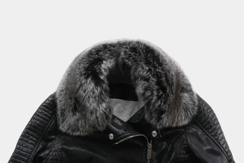 2026 Hot Fashion Women New Winter Warm Faux Leather Jackets with Fur Collar Belt Ladies Thick Black Moto & Biker Outerwear Coats