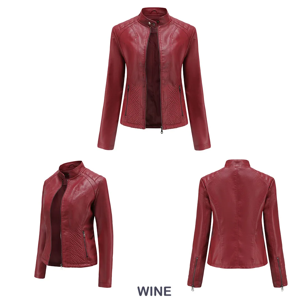 Leather Jacket Women New Spring Autumn Jackets Ladies Motorcycle Large Size Stand Collar PU Leather Jacket Female Outerwear 3XL