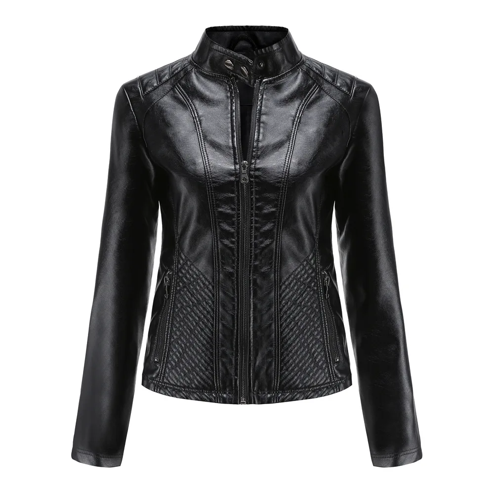 Leather Jacket Women New Spring Autumn Jackets Ladies Motorcycle Large Size Stand Collar PU Leather Jacket Female Outerwear 3XL