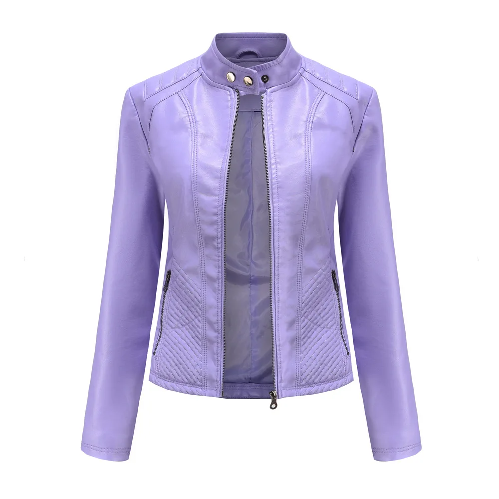 Leather Jacket Women New Spring Autumn Jackets Ladies Motorcycle Large Size Stand Collar PU Leather Jacket Female Outerwear 3XL