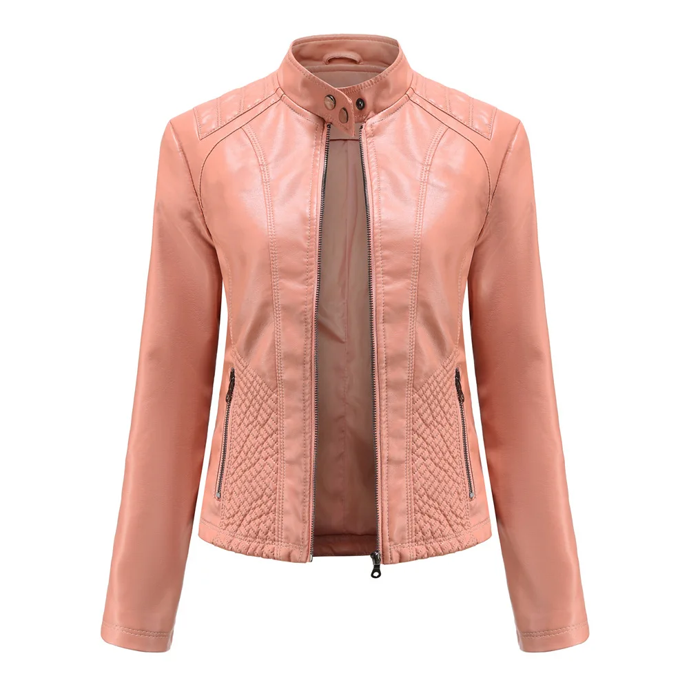 Leather Jacket Women New Spring Autumn Jackets Ladies Motorcycle Large Size Stand Collar PU Leather Jacket Female Outerwear 3XL