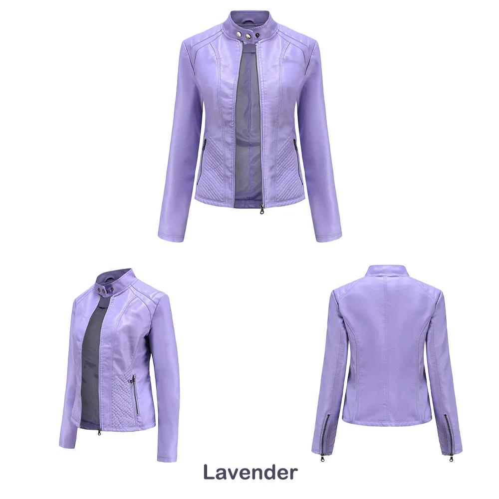 Leather Jacket Women New Spring Autumn Jackets Ladies Motorcycle Large Size Stand Collar PU Leather Jacket Female Outerwear 3XL