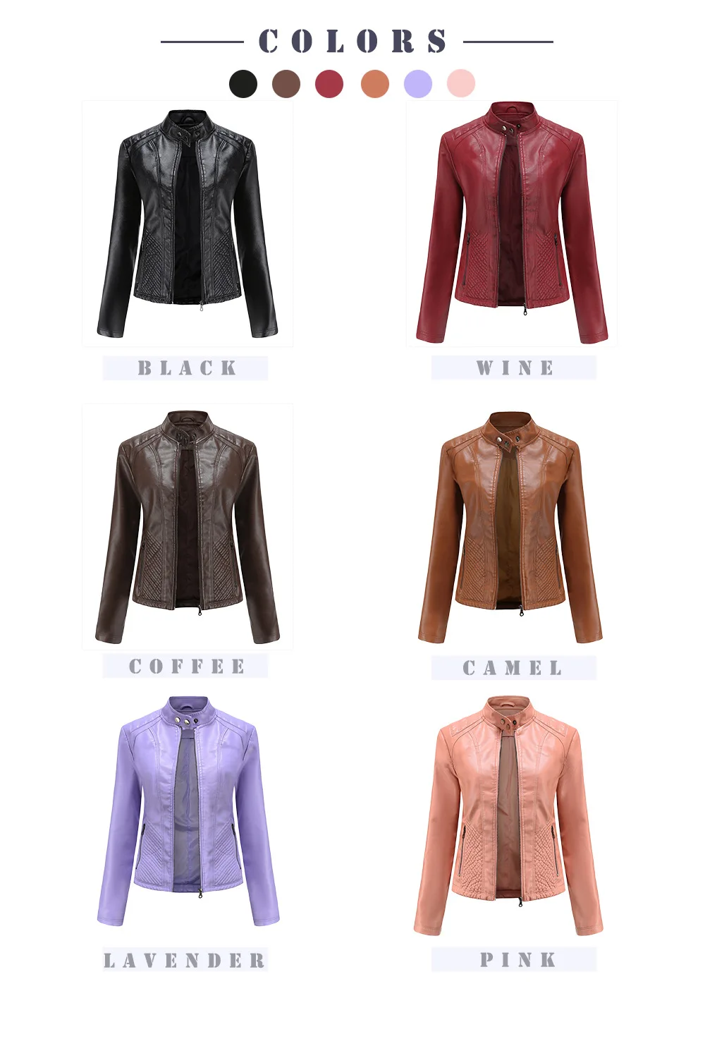 Leather Jacket Women New Spring Autumn Jackets Ladies Motorcycle Large Size Stand Collar PU Leather Jacket Female Outerwear 3XL