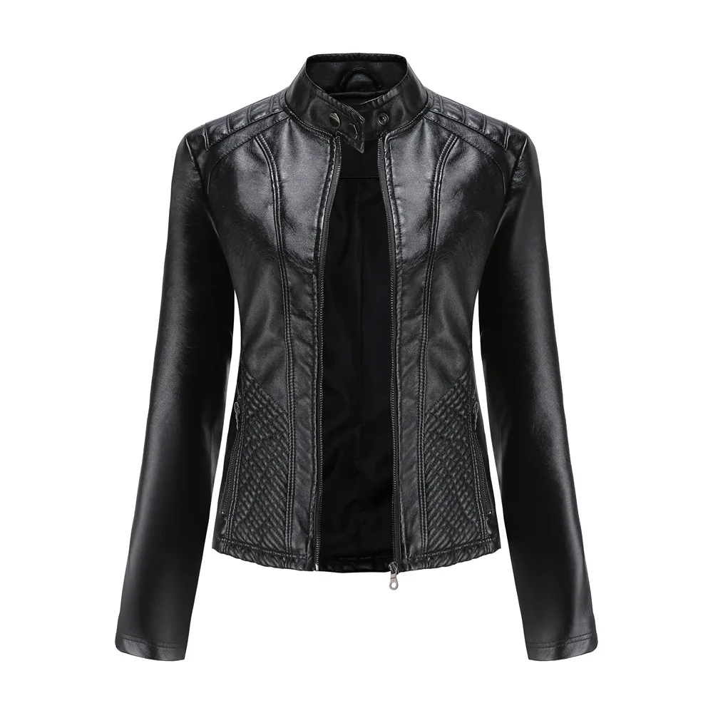 Leather Jacket Women New Spring Autumn Jackets Ladies Motorcycle Large Size Stand Collar PU Leather Jacket Female Outerwear 3XL