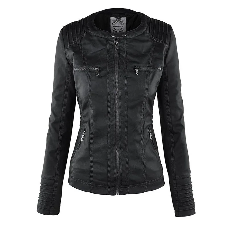 Gothic Faux Leather Jacket Women Coat 2026 Hoodies Winter Autumn Motorcycle Jacket Black Outerwear Leather PU Basic Jacket Coat